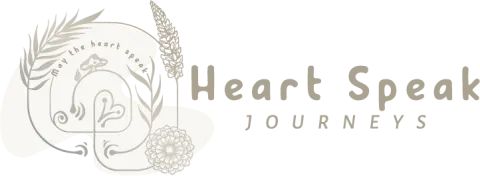 Heart Speak Journeys logo: image of a labyrinth with statement "May the Heart Speak"